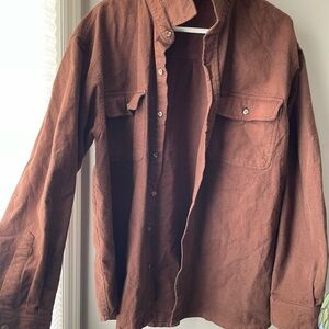 Chocolate button up 
size XL
True to color in first pic (hanging up)